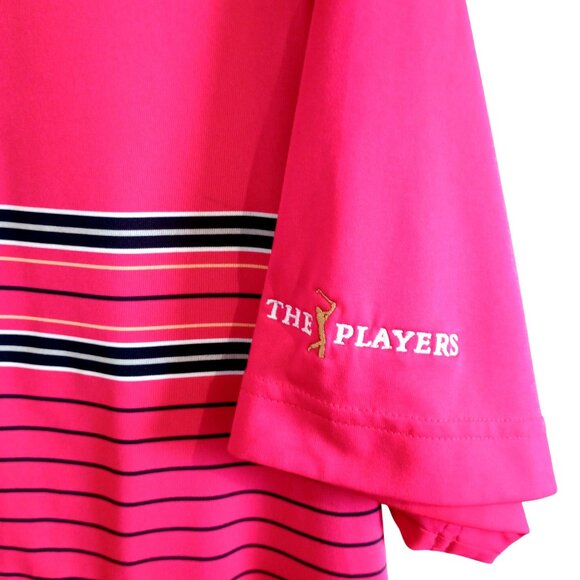 Mens Golf Polo Shirt The Players Size L Cutter & Buck Pink CB DryTec - Picture 2 of 6